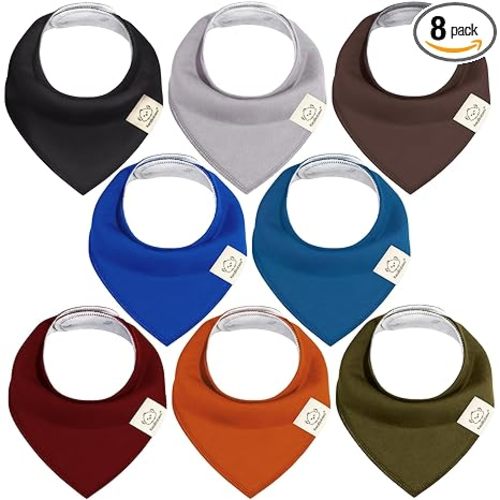 KeaBabies 8-Pack Organic Baby Bandana Bibs for Boys, Girls - Super Absorbent Triangle Baby Bibs for Drooling and Teething Infant, 100% Cotton Extra Soft for Newborn, Infant 0-36 Months (Coastline)