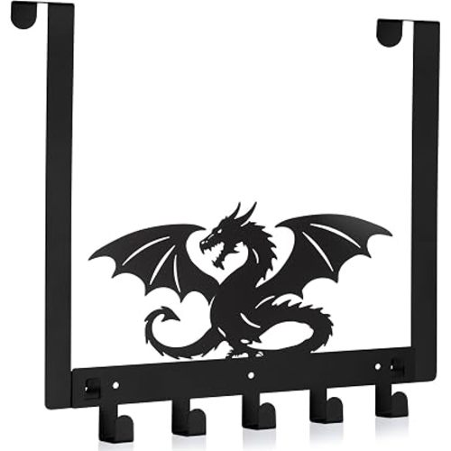 Reallnaive Dragon Over The Door Hooks Bathroom Decor Hanger Wall Mount Rack Holder for Towel, Hat, Coat, Cloth, Keychain, Bag, Christmas Party Gift