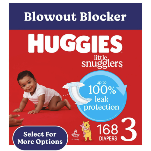 Size 3- Huggies Baby Diaper, Leak Protection Wetness Indicator (168 Count)