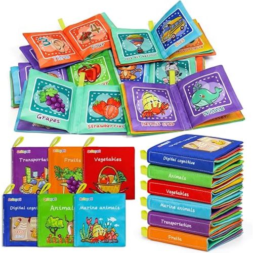 6 Pack Soft Books, Cloth Book, Bath Book, Baby Book, Crinkle Book