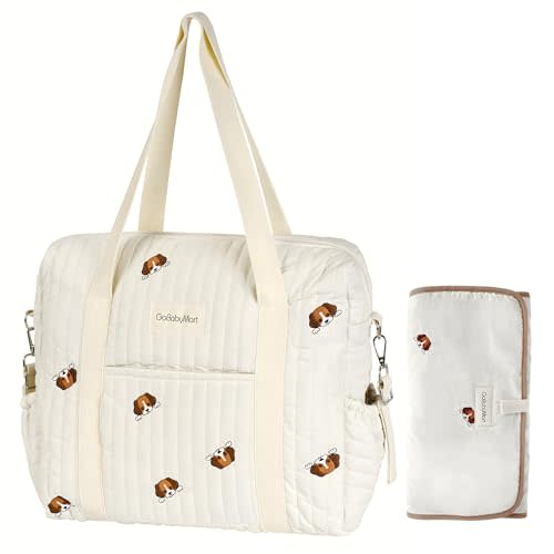 GOBABYMART Large Diaper Bag Tote, Maternity Travel diaper tote, Multifunction baby bag, Baby Nappy Bags, Messenger bag (Medium - Puppies)