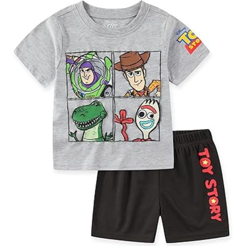 Disney Toy Story Boys Short Sleeve T-Shirt and Shorts Set for Toddler and Big Kids