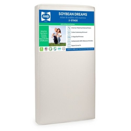 Sealy Soybean Dreams Antibacterial 2-Stage Crib and Toddler Mattress