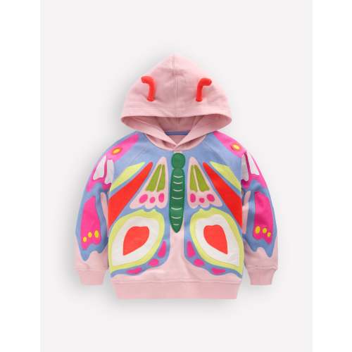 Novelty Relaxed Hoody-Pink Butterfly