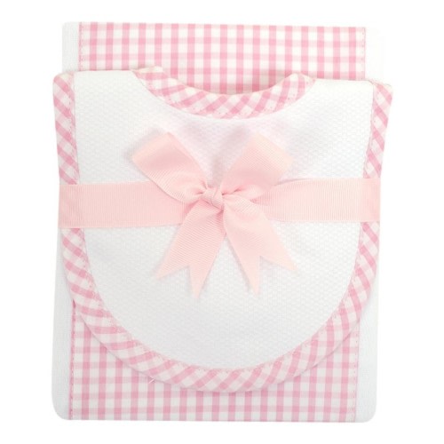 3 Marthas Burp/Drooler Set Pink Gingham - Spoiled Sweet Boutique