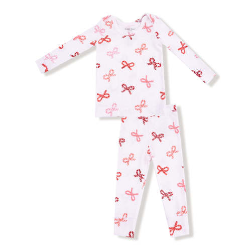 Ribbed Loungewear Set, Candy Cane Bows