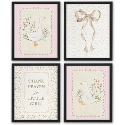 NaZaUK Vintage Silly Goose Nursery Wall Decor, 8x10 In Set of 4