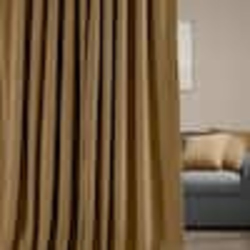 Exclusive Fabrics & Furnishings Amber Gold Extra Wide Velvet Rod Pocket Blackout Curtain - 100 in. W x 96 in. L (1 Panel) VPCH-VET1211-96