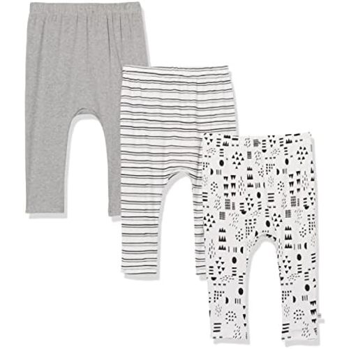 HonestBaby Unisex-Baby Multipack Harem Pants Roomy Fit Pull on Bottoms 100% Organic Cotton for Baby Boys, Girls