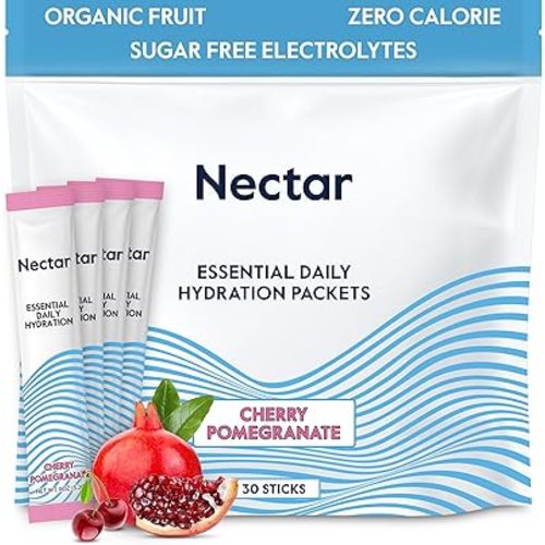 Nectar Hydration Packets - Electrolytes Powder - No Sugar or Calories - Organic Fruit Liquid Daily IV Electrolytes Powder for Dehydration Relief and Rehydration (Cherry Pom 30 Pack) Packaging may vary