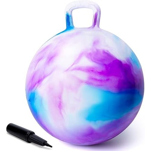 ZOOJOY Hopper Ball, Hopping Toys for Kids, 18inch Bouncy Ball with Handle for Boys Girls Aged 3-8, Inflatable Clouds Bounce Hopper Toy with Pump