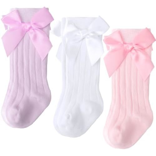 BQUBO Baby Knee High Socks Newborn Infant Toddler Kids Socks Girls Uniform Leggings Dress Sock Long Cotton Stockings