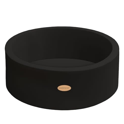 HARBOLLE Baby Foam Ball Pit 35.4" for Toddlers, Black | Soft Memory Sponge, Removable Cover, Hidden Zipper, Gift for Kids, Round Playpen, Fit Dogs, Balls Not Included