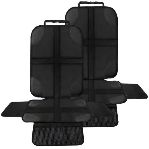 2-Pack Car Seat Protector, Features Waterproof 600D Fabric and Thick Padding, Non-Slip Backing and 2 Mesh Pockets, Universal Seat Cover Mat for Child Seats