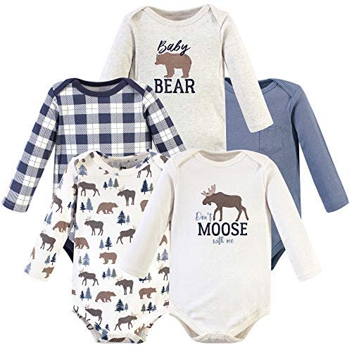 Hudson Baby baby-boys Cotton Long-sleeve Bodysuits 5-pack