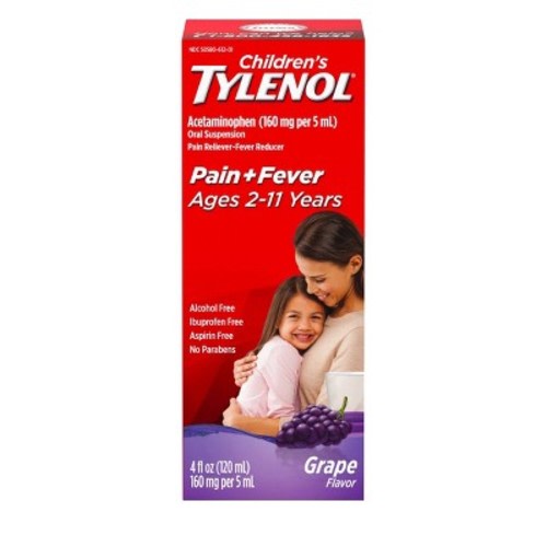Children's Tylenol Pain + Fever Relief Liquid - Acetaminophen - Grape - 4 Fl Oz