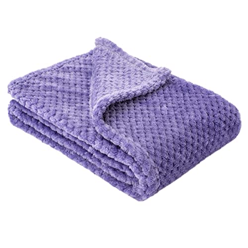 Fuzzy Blanket or Fluffy Blanket for Baby, Soft Warm Cozy Coral Fleece Toddler, Infant or Newborn Receiving Blanket for Crib, Stroller, Travel, Decorative (28Wx40L, XS-Iris)