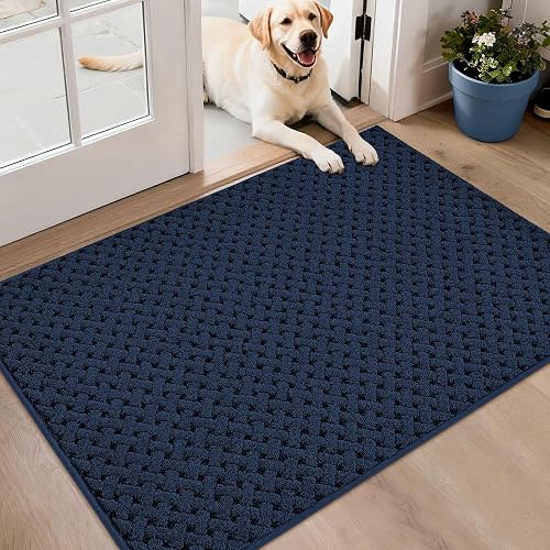 BEQHAUSE Dirt Trapper Door Mat Non-Slip Entryway Rugs, 32" x 48", Blue