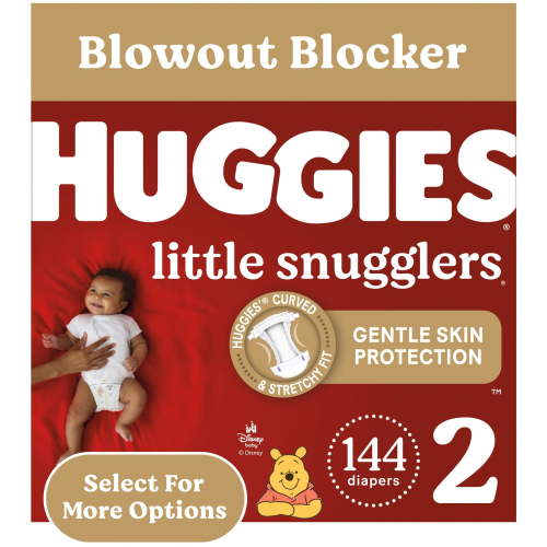 Huggies Little Snugglers Baby Diapers, Size 2 (12-18 lbs), 144 Ct (Select for More)