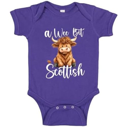 A Wee Bit Scottish Baby Bodysuit One Piece or Toddler T-Shirt Scottish Cow Infant Outfit