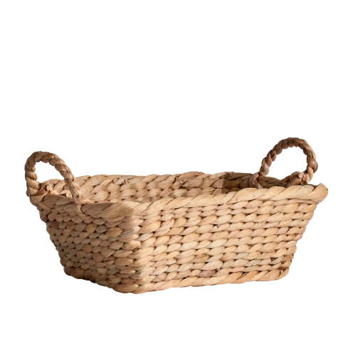 Better Homes & Gardens Handwoven Water Hyacinth Basket with Loop Handles, 3.9"