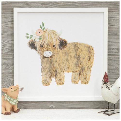 Sweet Highland Calf Framed Canvas Wall Decor