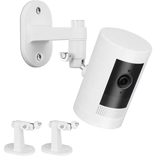 2Pack Adjustable Security Wall Mount Bracket for Ring Stick Up Cam & Ring Outdoor Cam Plus, Perfect View Angle for Your Surveillance Camera System - White