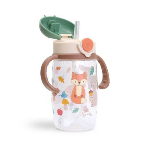 Itzy Ritzy 13oz Polypropylene Silicone Sips Toddler Water Bottle with Weighted Straw and Leak-Resistant Lid BPA-Free - Woodland