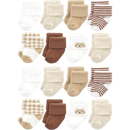 Hudson Baby Unisex Baby Cotton Rich Baby Terry Socks 16-Pack