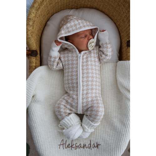 HOUNDSTOOTH HOODED ZIP ROMPER