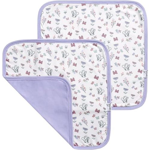 Copper Pearl 3-Layer Knit Security Blanket Set Sized 16" x 16" 2-Pack Minnie Mouse's Bowquet