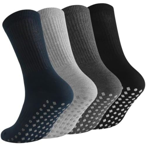Non Slip Grip Socks for Men Women Crew Grippy Socks for Hospital Elderly