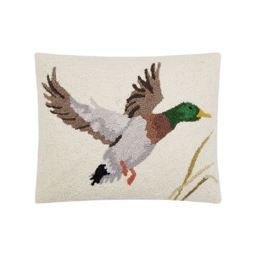 Camp Wandawega for Makers Collective Mallard Hooked Throw Pillow: Vintage Style, Wool & Canvas, Zipper Closure, Indoor Decor