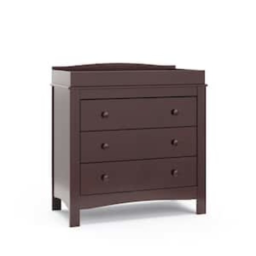 Noah Espresso 3 Drawer Kids Dresser with Changing Topper