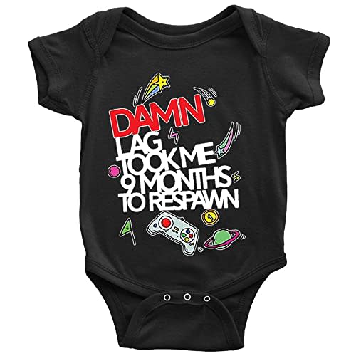 Damn Lag - Baby Funny Video Game Daddy New Baby Bodysuit Short Sleeve Black 0-3 Months
