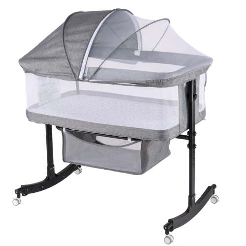 SACVON Baby Bassinets, All Mesh Crib Portable for Safe Co-Sleeping,Adjustable Bedside Sleeper,Baby Bed for Infant Newborn, Gray