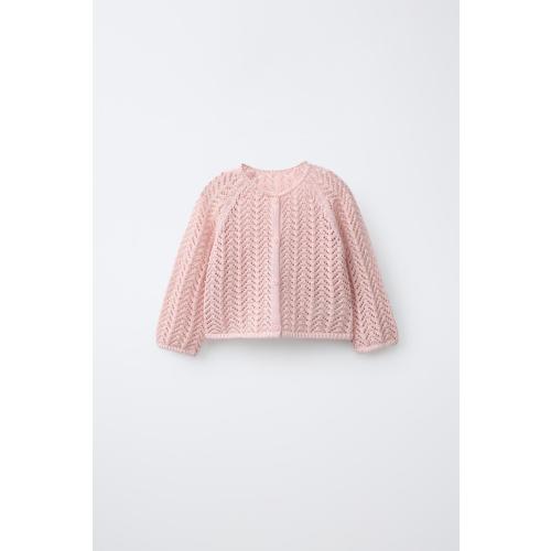 OPENWORK KNIT CARDIGAN - Light pink | ZARA United States