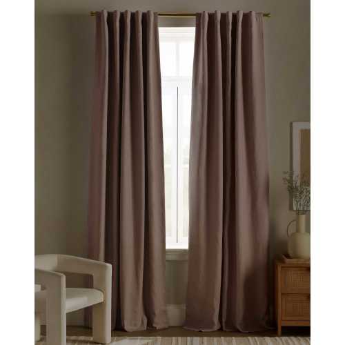 European Linen True Blackout Curtain in Rose Quartz