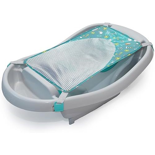 Ingenuity Comfy Clean Deluxe Newborn to Toddler Baby Bathtub, 3-in-1 with Removable Sling, Padded Backrest, 0-24 Months, Gray