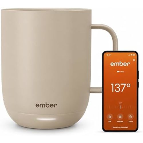 Ember Temperature Control Smart Mug 2, 14 Oz, App-Controlled Heated Coffee Mug with 80 Min Battery Life and Improved Design, Sandstone