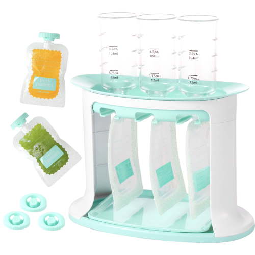 Grusce Squeeze Station for Baby, Reusable Fruit Puree Pouch Filling Maker with 5 Portable Bags Pouch Filling Station for Homemade Food