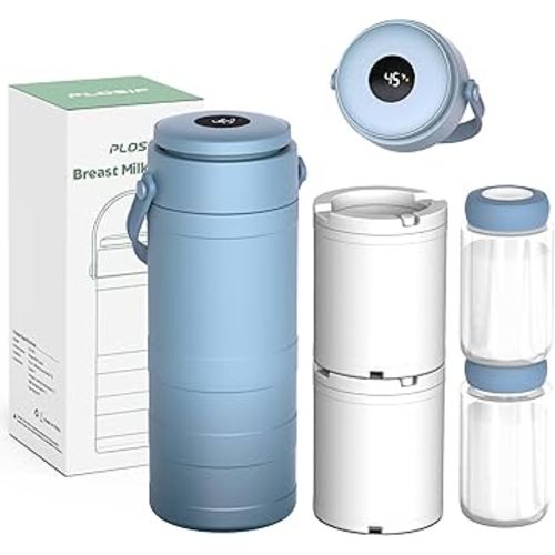 Portable Breast Milk Cooler for Outdoors, 360° All-Round Cooling Keeps Milk Fresh for 24 Hours, 22oz Large Capacity Breastmilk Chiller with 2pcs BPA-Free Bottle for Breastmilk Storage, Blue
