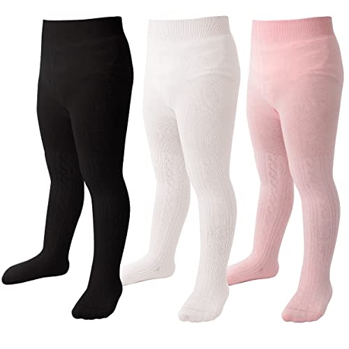 Marchare Baby Girls Tights Thick Solid Cable Knit Leggings Winter Warm Stockings For Toddler Girls 1/2/3/4/5 Pack