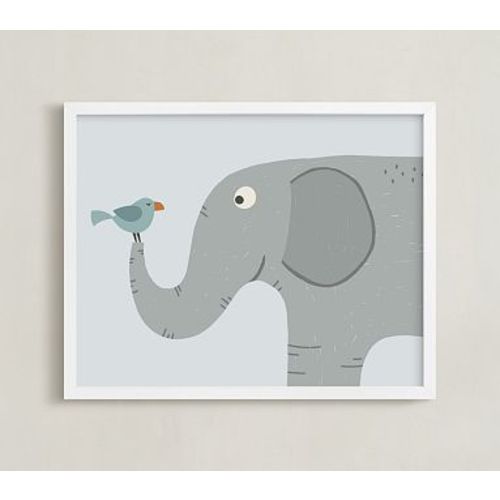 Minted My Jungle Friends Elephant, 14x11, White Wood Frame