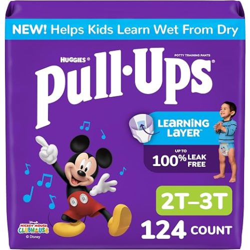 Pull-Ups Boys' Potty Training Pants, Size 2T-3T Training Underwear (16-34 lbs), 124 Count