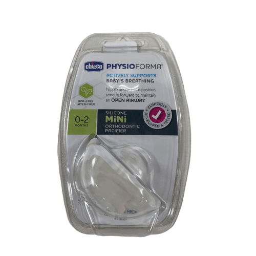 Chicco PhysioForma Soft Silicone Orthodontic Pacifier, 0-2 months, Clear