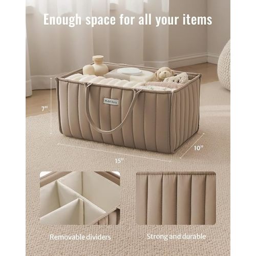 Blissful Diary Baby Diaper Caddy Organizer, Nursery Storage, Mocha Brown