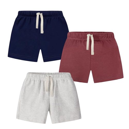 Toddler Boys Pull-on Knit Shorts, Solid Color Soft Sweat Shorts with Drawstring