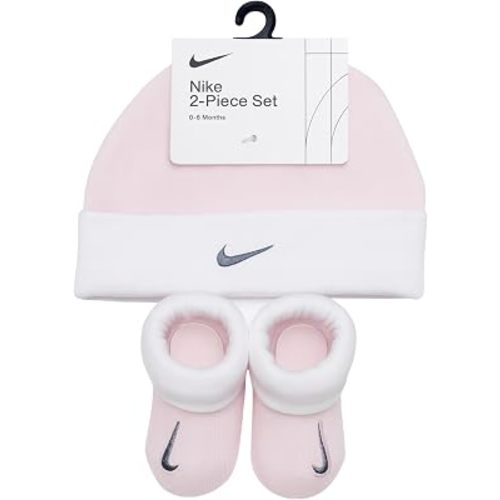 Nike Baby Hat and Booties 2-Piece Set (0-6 Months, Light Pink | White | Anthracite)