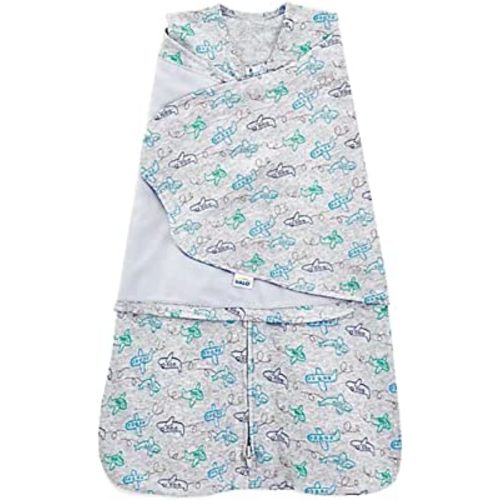 HALO 100% Cotton Sleepsack Swaddle, 3-Way Adjustable Wearable Blanket, TOG 1.5, Planes, Newborn, 0-3 Months